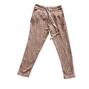 Free People Rust Ivory Striped Cotton Drawstring Tapered Pants Size 4